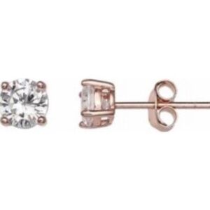 Brand New Renaissance Collection Rose Gold Over Sterling Silver CZ Stud Earrings